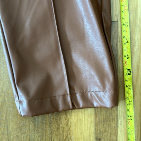 *last chance* Nine West | faux leather brown pants w/ draw string tie at waist - Picture 12 of 16